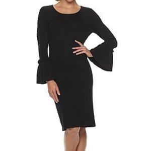 COERCION Bell Sleeve Black Dress